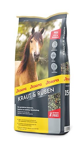 JOSERA Kraut & Rüben (1 x 15 kg) | Premium Pferdefutter ohne Getreide mit natürlichen Kräutern | zucker- und stärkereduziert | Strukturmix für Pferde | 1er Pack von Josera