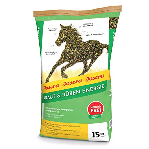 JOSERA Kraut & Rüben Energie (1 x 15 kg) | PFERD | Premium Pferdefutter | Energiemix der Extraklasse - effizienter Muskelaufbau dank Pflanzenproteinen | getreidefrei | stärkereduziert | 1er Pack von Josera