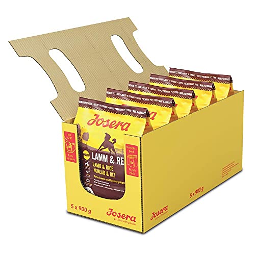 JOSERA Lamm & Reis (5 x 900 g) | Hundefutter mit Lamm als einziger, tierischer Eiweißquelle | Super Premium Trockenfutter für ausgewachsene Hunde | 5er Pack von Josera