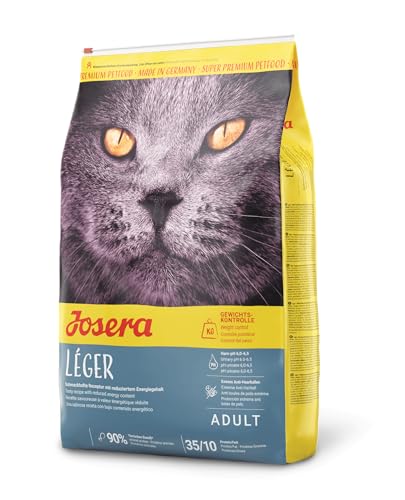 JOSERA Léger (1 x 10 kg) | Adult | Premium Trockenfutter für ausgewachsene sterilisierte oder übergewichtige Katzen | Geflügel | wenig Fett & viel Protein | weizenfrei | Katzenfutter | 1er Pack von Josera