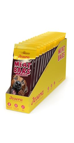 JOSERA Meat Bars Beef (14 x 40 g) | Super Premium Snackwurst mit leckerem Rindfleisch | 90% Fleischanteil | zuckerfreie und getreidefreie Rezeptur | schonend getrocknetes Leckerli | 14er Pack von Josera