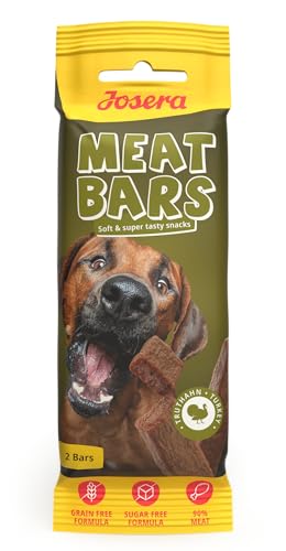 JOSERA Meat Bars Turkey (1 x 40 g) | Adult | Premium Snackwurst für Hunde mit leckerem Truthahnfleisch | 90% Fleischanteil | zuckerfrei & getreidefrei | schonend getrocknetes Leckerli | 1er Pack von Josera