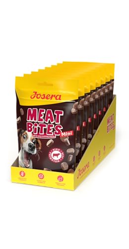 JOSERA Meat Bites Mini Beef (8 x 70 g) | Super Premium Trainingssnack mit leckerem Rindfleisch | 90% Fleischanteil | Zucker - und getreidefrei | kalorienarme Rezeptur | weiche Konsistenz | 8er Pack von Josera