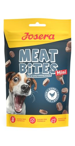 JOSERA Meat Bites Mini Chicken (1 x 70 g) | Super Premium Trainingssnack mit leckerem Huhn | 90% Fleischanteil | Zucker - und getreidefrei | kalorienarme Rezeptur | weiche Konsistenz | 1er Pack von Josera