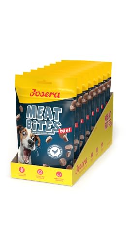 JOSERA Meat Bites Mini Chicken (8 x 70 g) | Super Premium Trainingssnack mit leckerem Huhn | 90% Fleischanteil | Zucker - und getreidefrei | kalorienarme Rezeptur | weiche Konsistenz | 8er Pack von Josera