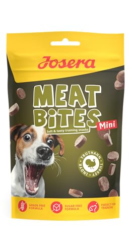 JOSERA Meat Bites Mini Turkey (1 x 70 g) | Super Premium Trainingssnack mit leckerem Truthahn | 90% Fleischanteil | Zucker - und getreidefrei | kalorienarme Rezeptur | weiche Konsistenz | 1er Pack von Josera