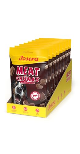 JOSERA Meat Chunks Beef (8 x 70 g) | Super Premium Snack mit Rind | 90% Fleischanteil - super schmackhaft | zuckerfreie und getreidefreie Rezeptur | schonend getrocknetes Leckerli | 8er Pack von Josera