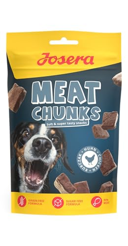 JOSERA Meat Chunks Chicken (1 x 70 g) | Adult | Premium Snack für Hunde mit Huhn | 90% Fleischanteil - super schmackhaft | zuckerfrei & getreidefrei | schonend getrocknetes Leckerli | 1er Pack von Josera