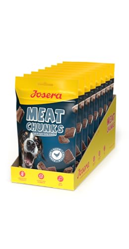 JOSERA Meat Chunks Chicken (8 x 70 g) | Super Premium Snack mit Huhn | 90% Fleischanteil - super schmackhaft | zuckerfreie und getreidefreie Rezeptur | schonend getrocknetes Leckerli | 8er Pack von Josera