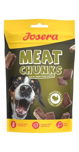 JOSERA Meat Chunks Turkey (1 x 70 g) | Adult | Premium Snack für Hunde mit Truthahn | 90% Fleischanteil - super schmackhaft | zuckerfrei & getreidefrei | schonend getrocknetes Leckerli | 1er Pack von Josera