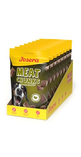 JOSERA Meat Chunks Turkey (8 x 70 g) | Super Premium Snack mit Truthahn | 90% Fleischanteil - super schmackhaft | zuckerfreie und getreidefreie Rezeptur | schonend getrocknetes Leckerli | 8er Pack von Josera