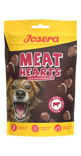 JOSERA Meat Hearts Beef (1 x 70 g) | Adult | Premium Trainingssnack für Hunde mit Rind | 70% Fleischanteil - super schmackhaft | Getreide- & zuckerfrei | kalorienarm | Snack in Herzform | 1er Pack von Josera