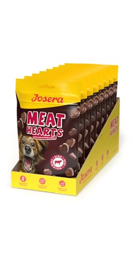 JOSERA Meat Hearts Beef (8 x 70 g) | Super Premium Trainingssnack mit Rind | 70% Fleischanteil - super schmackhaft | Getreide- und zuckerfrei | kalorienarme Rezeptur | Snack in Herzform | 8er Pack von Josera