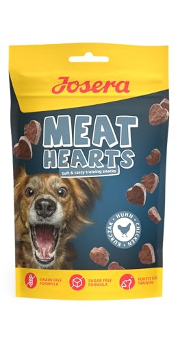 JOSERA Meat Hearts Chicken (1 x 70 g) | Adult | Premium Trainingssnack für Hunde mit Huhn | 70% Fleischanteil - super schmackhaft | Getreide- & zuckerfrei | kalorienarm | Snack in Herzform | 1er Pack von Josera