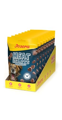 JOSERA Meat Hearts Chicken (8 x 70 g) | Super Premium Trainingssnack mit Huhn | 70% Fleischanteil - super schmackhaft | Getreide- und zuckerfrei | kalorienarme Rezeptur | Snack in Herzform | 8er Pack von Josera