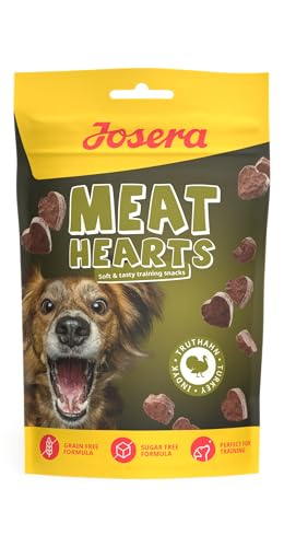 JOSERA Meat Hearts Turkey (1 x 70 g) | Adult | Premium Trainingssnack für Hunde mit Truthahn | 70% Fleischanteil - super schmackhaft | Getreide- und zuckerfrei | kalorienarm | Softer Snack | 1er Pack von Josera