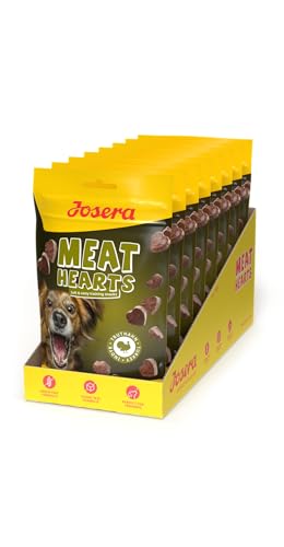 JOSERA Meat Hearts Turkey (8 x 70 g) | Super Premium Trainingssnack mit Truthahn | 70% Fleischanteil - super schmackhaft | Getreide- und zuckerfrei | kalorienarme Rezeptur | Softer Snack | 8er Pack von Josera