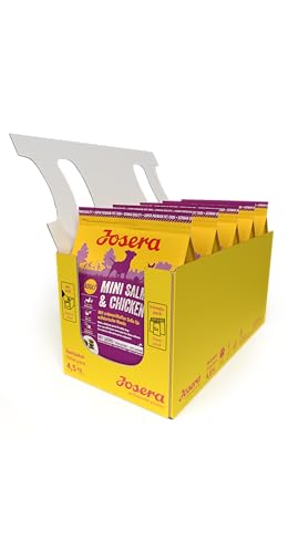 JOSERA Mini Salmon & Chicken (5 x 900 g) | Super Premium Trockenfutter mit Lachsprotein | kleine Kroketten, ideal für kleine Hunde | mit leckerem Soßenpulver auch nass zu verfüttern | 5er Pack von Josera