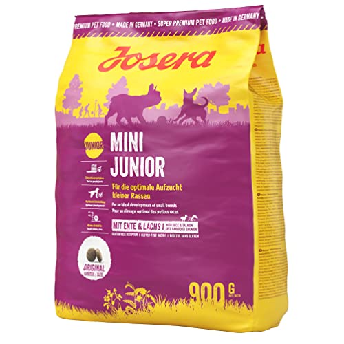 JOSERA MiniJunior (5 x 900 g) | Mini Junior | Premium Trockenfutter für wachsende Hunde ab der 6. Woche | Ente & Lachs | Welpenfutter zur optimalen Entwicklung | weizenfrei | Hundefutter | 5er Pack von Josera