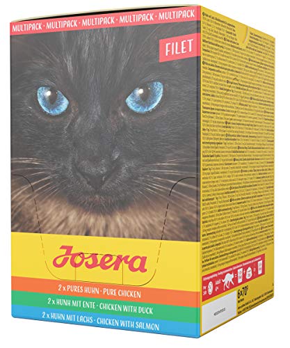 JOSERA Multipack Filet (6 x 70 g) | Adult | Premium Nassfutter für ausgewachsene Katzen | DREI Geschmacksrichtungen mit Hühnerfilet | getreidefrei | Katzenfutter nass im Frischebeutel | 6er Pack von Josera