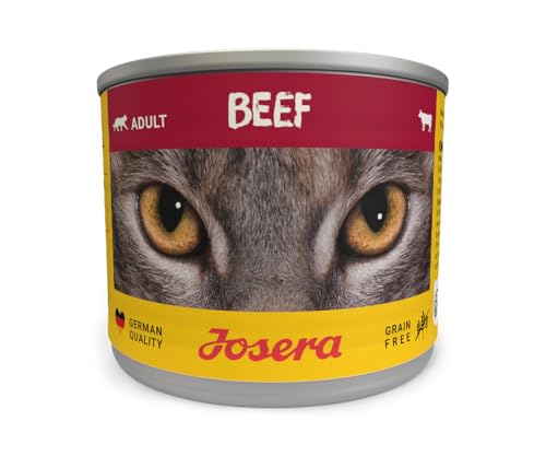 JOSERA Nassfutter Beef (6 x 200 g) | Adult | Premium Katzenfutter nass für ausgewachsene Katzen | Rind | mit Lachsöl | getreidefrei | gegen Harnsteinbildung & Haarballen | Alleinfutter | 6er Pack von Josera