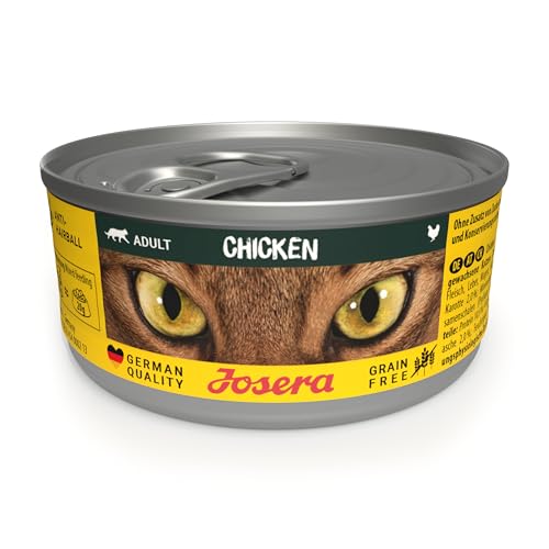 JOSERA Nassfutter Chicken (12 x 85 g) | Adult | Premium Katzenfutter nass für ausgewachsene Katzen | Huhn | mit Lachsöl | getreidefrei | gegen Harnsteinbildung & Haarballen | Alleinfutter | 12er Pack von Josera