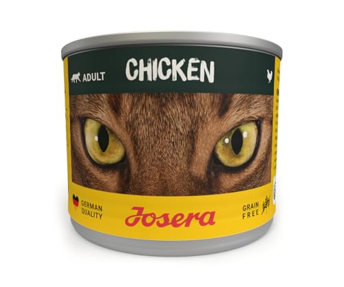 JOSERA Nassfutter Chicken (6 x 200 g) | Adult | Premium Katzenfutter nass für ausgewachsene Katzen | Huhn| mit Lachsöl | getreidefrei | gegen Harnsteinbildung & Haarballen | Alleinfutter | 6er Pack von Josera