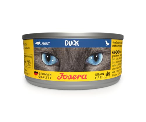 JOSERA Nassfutter Duck (12 x 85 g) | Adult | Premium Katzenfutter nass für ausgewachsene Katzen | Ente | mit Lachsöl | getreidefrei | gegen Harnsteinbildung & Haarballen | Alleinfutter | 12er Pack von Josera