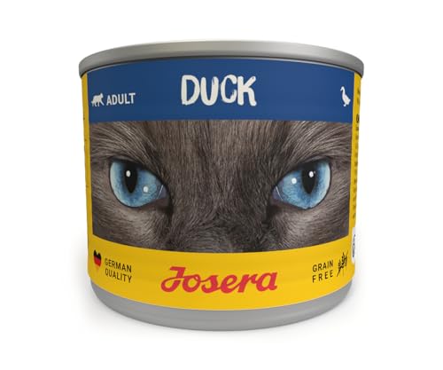 JOSERA Nassfutter Duck (6 x 200 g) | Adult | Premium Katzenfutter nass für ausgewachsene Katzen | Ente | mit Lachsöl | getreidefrei | gegen Harnsteinbildung und Haarballen | Alleinfutter | 6er Pack von Josera