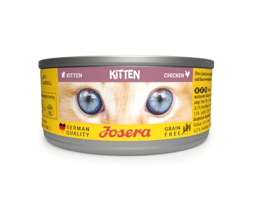 JOSERA Nassfutter Kitten Chicken (12 x 85 g) | Kitten | Premium Katzenfutter nass für wachsende Katzen | Huhn & Kürbis | mit Lachsöl | getreidefrei | Anti-Haarballen | Alleinfutter | 12er Pack von Josera