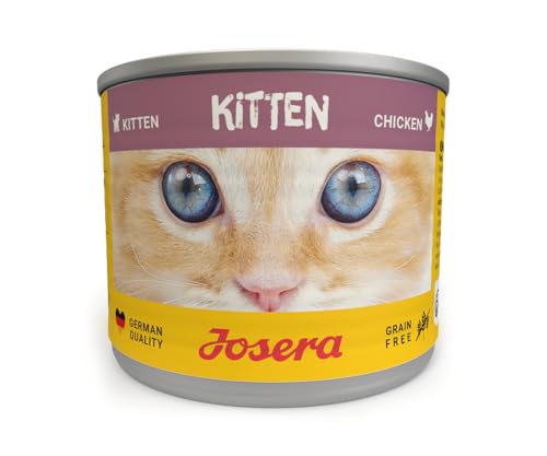 JOSERA Nassfutter Kitten Chicken (6 x 200 g) | Kitten | Premium Katzenfutter nass für wachsende Katzen | Huhn & Kürbis | mit Lachsöl | getreidefrei | Anti-Haarballen | Alleinfutter | 6er Pack von Josera