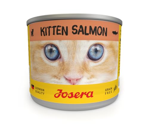 JOSERA Nassfutter Kitten Salmon (6 x 200 g) | Kitten | Premium Katzenfutter nass für wachsende Katzen | Lachs & Pastinake | mit Lachsöl | getreidefrei | Anti-Haarballen | Alleinfutter | 6er Pack von Josera