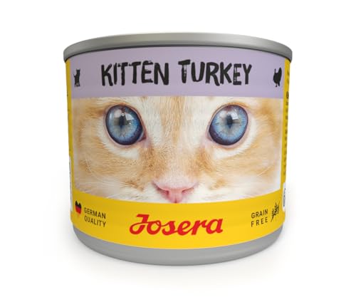 JOSERA Nassfutter Kitten Turkey (6 x 200 g) | Kitten | Premium Katzenfutter nass für wachsende Katzen | Pute & leckere Geflügelbrühe | getreidefrei | Anti-Haarballen | Alleinfutter | 6er Pack von Josera