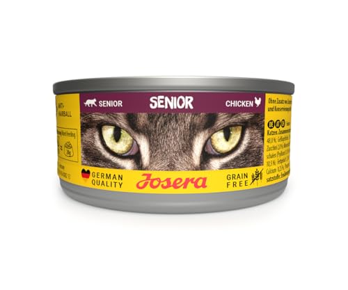 JOSERA Nassfutter Senior (12 x 85 g) | Senior | Premium Katzenfutter nass für ältere Katzen | Huhn | getreidefrei | mit wertvollen Antioxidantien | Anti-Haarballen | Alleinfutter | 12er Pack von Josera