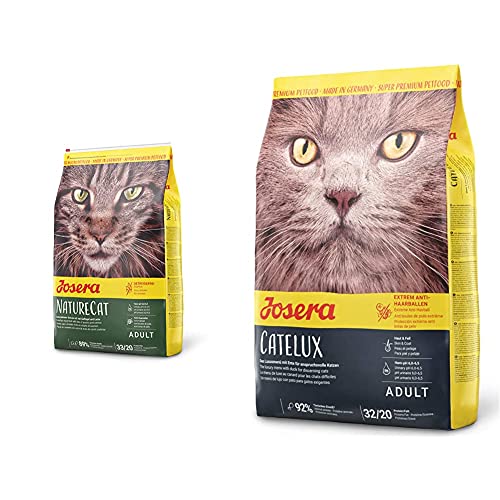 JOSERA NatureCat (1 x 2 kg) | getreidefreies Katzenfutter mit Geflügel- und Lachsprotein |1er Pack & Catelux (1 x 2 kg) | Mit schmackhaftem Entenprotein & Kartoffel für anspruchsvolle Katzen |1er Pack von Josera