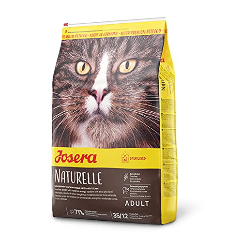 JOSERA Naturelle (1 x 10 kg) | Adult | Premium Trockenfutter für ausgewachsene sterilisierte Katzen | Geflügel & Forelle | mit moderatem Fettgehalt | getreidefrei | Katzenfutter | 1er Pack von Josera