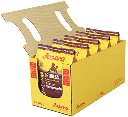 JOSERA Optiness (5 x 900 g) | Adult | Premium Trockenfutter für ausgewachsene Hunde | Lamm & Geflügel | eiweißreduziert & ohne Mais | weizenfrei | wertvolle Fettsäuren | Hundefutter | 5er Pack von Josera