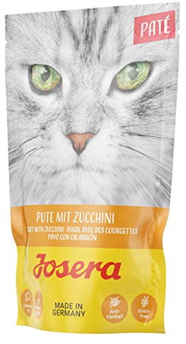 JOSERA Paté Pute mit Zucchini (16 x 85 g) | Adult | Premium Nassfutter für ausgewachsene Katzen | Pastete mit Pute & Zucchini | Lachsöl | getreidefrei | Katzenfutter nass im Frischebeutel | 16er Pack von Josera