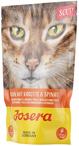 JOSERA Soup Huhn mit Karotte & Spinat (16 x 70 g) | Adult | Premium Nassfutter für ausgewachsene Katzen | Huhn in Suppe mit Gemüse | getreidefrei | Katzenfutter nass im Frischebeutel | 16er Pack von Josera