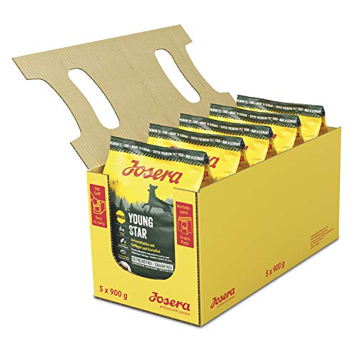 JOSERA YoungStar (5 x 900 g) | Junior | Premium Trockenfutter für wachsende Hunde | Geflügel & Kartoffel | getreidefrei | Welpenfutter für mittlere und große Rassen | Hundefutter | 5er Pack von Josera