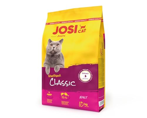 JosiCat Sterilised Classic (1 x 10 kg) | Adult | Premium Trockenfutter für kastrierte Katzen | mit wenig Fett und viel Protein | Powered by JOSERA | Katzenfutter | Alleinfuttermittel | 1er Pack von JosiCat