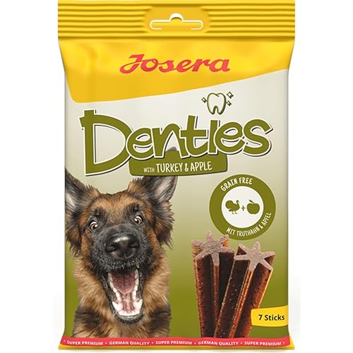 Josera Denties with Turkey & Apple | 180 g | Zahnpflegekaustangen für Hunde | Mit schmackhaftem Truthahn und Apfel | Mit Cellulose zur Unterstützung der täglichen Zahnreinigung von Josera