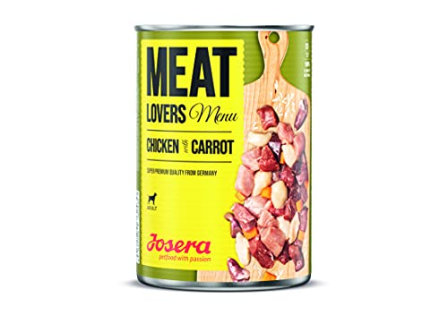 JOSERA Meat Lovers Menu Chicken with Carrot (6 x 800 g) | Adult | Premium Nassfutter für ausgewachsene Hunde | Huhn mit Karotte - mit viel Fleisch (65%) | weizenfrei | Hundefutter nass | 6er Pack von Josera