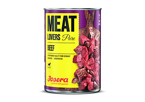 JOSERA Meat Lovers Pure Beef (6 x 800 g) | Adult | Premium Nassfutter für ausgewachsene Hunde | extra viel Rindfleisch (68%) | Monoprotein | getreidefrei | Hundefutter nass | 6er Pack von Josera