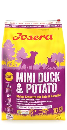 Josera Mini Duck & Potato getreidefreies Komplett-Trockenfutter für Spielzeugrassen und kleine Hunde (10kg) von Josera