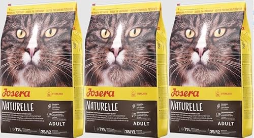 Josera Naturelle (3 x 2kg) | Getreidefreies Katzenfutter mit moderatem Fettgehalt | ideal für sterilisierte Katzen | Super Premium Trockenfutter für ausgewachsene Katzen | 3er Pack von Josera