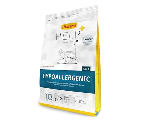 JoseraCat Vet Hypoallergenic (1 x 400 g) | Unterstützung bei Futtermittelunverträglichkeit und -allergie | Getreidefrei | mit schmackhaftem Lachs von Josera