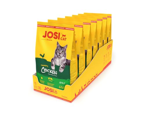 JosiCat Crunchy Chicken (7 x 650 g) | Adult | Premium Trockenfutter für Katzen | mit zartem Hühnchen & wertvollen Fettsäuren | Powered by JOSERA | Katzenfutter | Alleinfuttermittel | 7er Pack von JosiCat