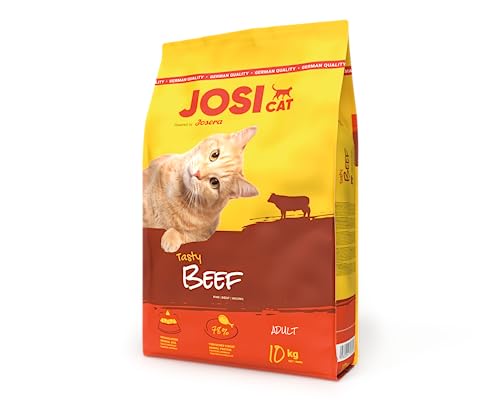 JosiCat Tasty Beef (1 x 10 kg) | Adult | Premium Trockenfutter für Katzen | mit herzhaftem Rind - sehr gut verträgliche Rezeptur | Powered by JOSERA | Katzenfutter | Alleinfuttermittel | 1er Pack von Josera