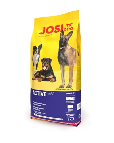 JosiDog Active (1 x 15 kg) | Hundefutter für ausgewachsene Hunde | Trockenfutter mit glutenfreier Rezeptur für aktive Hunde | Alleinfutter mit 80% tierischem Protein| powered by JOSERA | 1er Pack von Josera